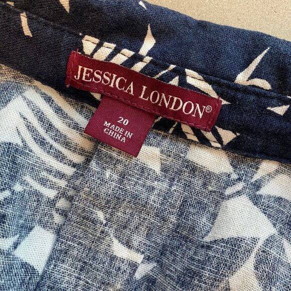 Jessica London XXL Lightweight Breathable Beachy Button Up Linen Tunic Top - Picture 5 of 7